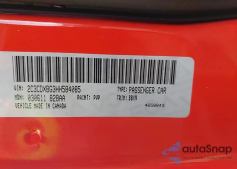 2017 Dodge Charger Se Rwd из США, поврежденный, VIN 2C3CDXBG3HH584085